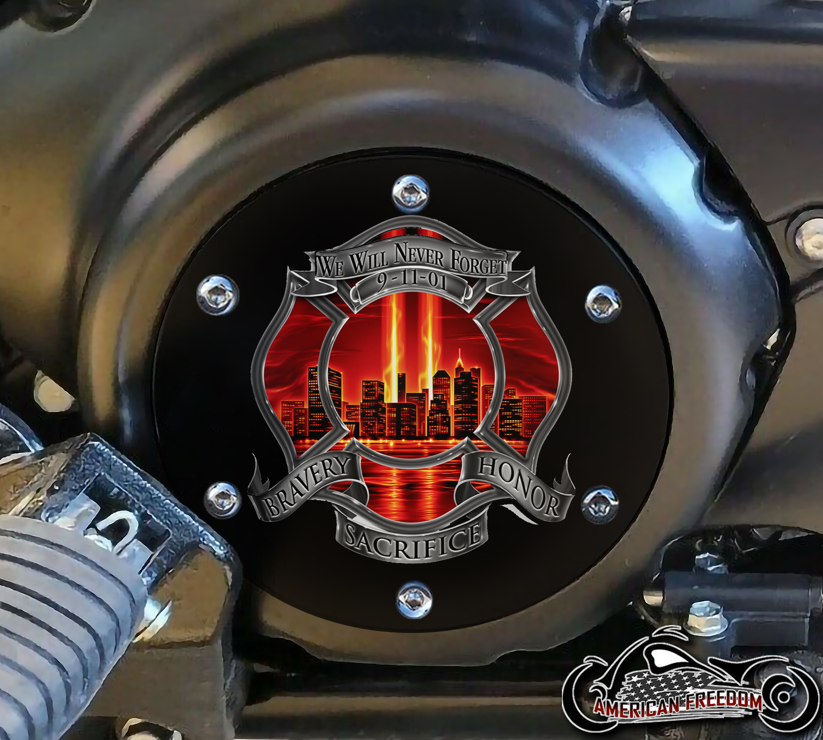 SUZUKI M109R Derby/Engine Cover - Fire Fighter Bravery And Honor